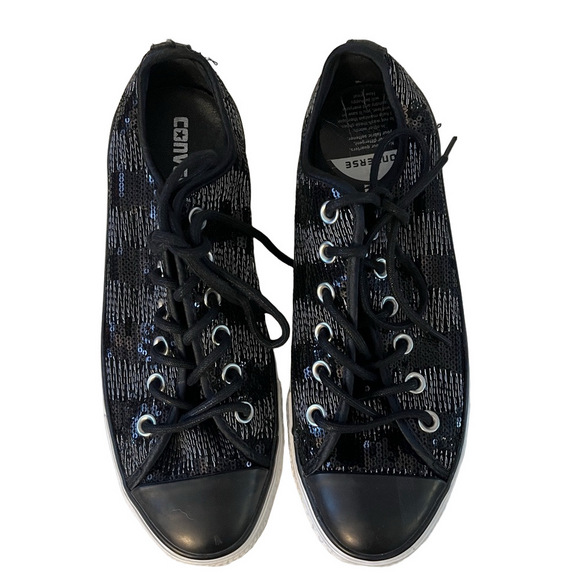 Converse Shoes - Converse Silver Sequin Low Top Sneaker Womens Size 6